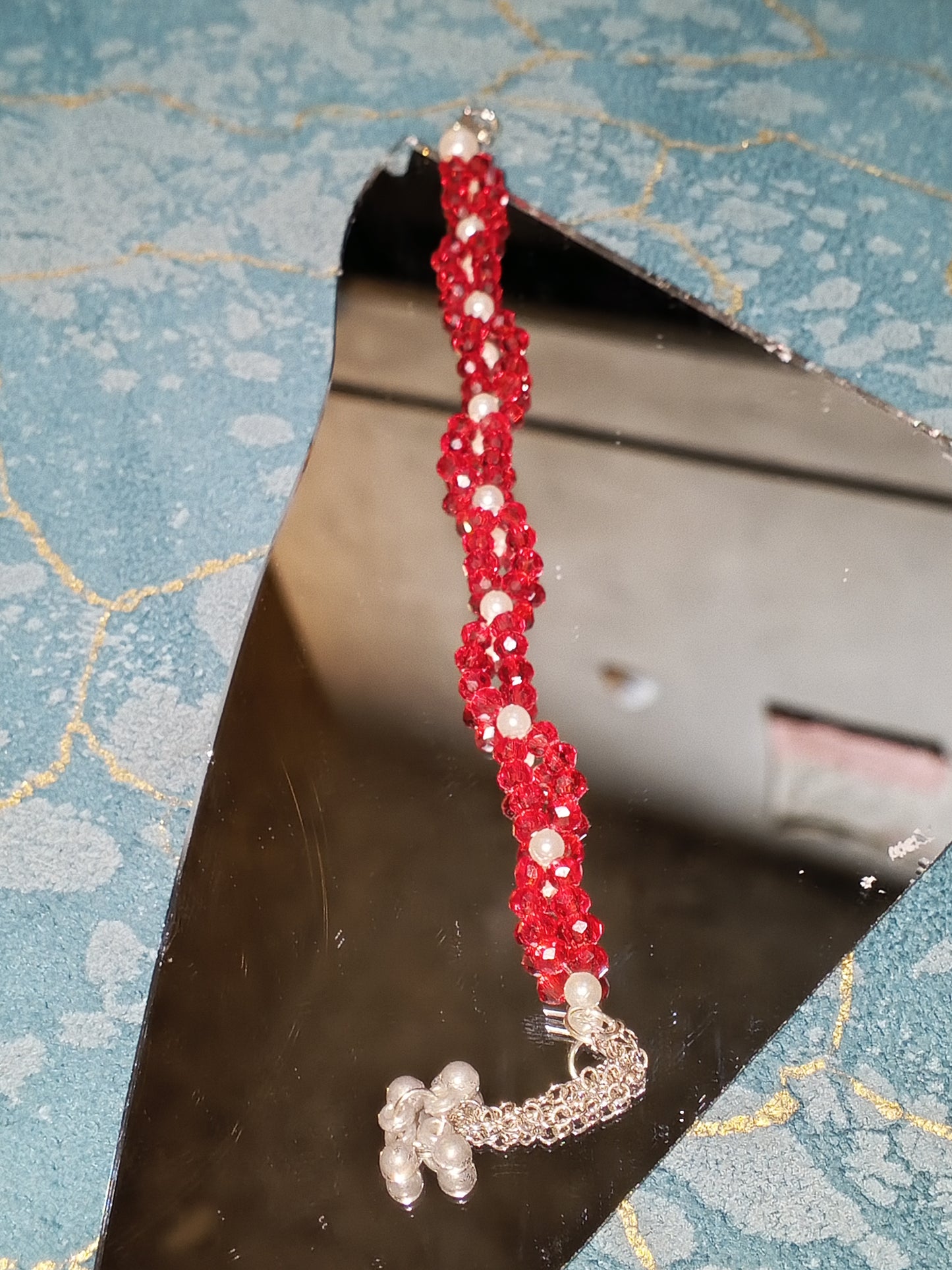 Red Twisted Crystals Braclet