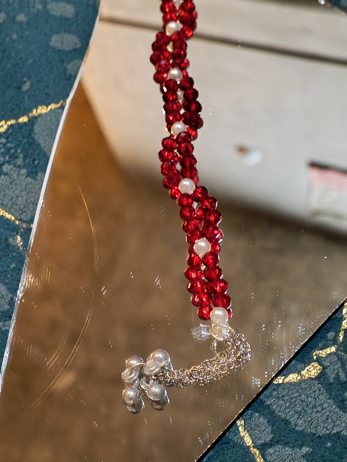 Red Twisted Crystals Braclet